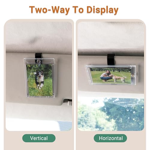 Yuoyar 4 Packs Magnetic Car Picture Holder for Visor - Car Photo Holder with Clips for Easy Display - Visor Clip Photo Frame for 3 Inch Photos