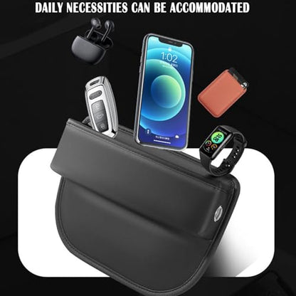 2 Pack Universal Fit Premium Leather Car Seat Gap Filler Organizer, Center Console Organizer for Car SUV Truck (Black，2 Pack)