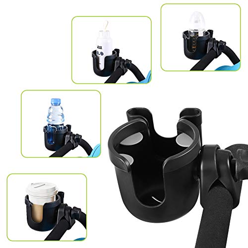 Accmor Stroller Cup Holder with Phone Holder, Bike Cup Holder, Universal Cup Holder for Uppababy Nuna Doona Strollers, 2-in-1 Cup Holder for Walker, Wheelchair, Scooter - color: All Black & All Black