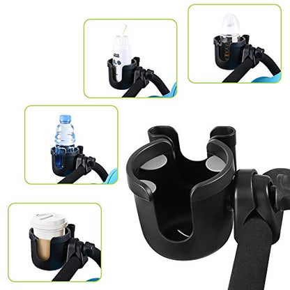 Accmor Stroller Cup Holder with Phone Holder, Bike Cup Holder, Universal Cup Holder for Uppababy Nuna Doona Strollers, 2-in-1 Cup Holder for Walker, Wheelchair, Scooter - color: All Black & All Black