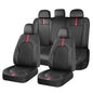Coverado Car Seat Covers Full Set, Waterproof Front Seats Back Seat Cover, Leather Seat Cushion Universal Fit for Most Cars (Black-Red) - color: Black-Red, size: FullSet