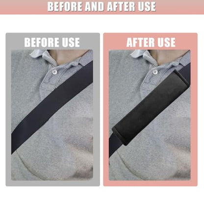 2PCS Car Seat Belt Pads Cover - Soft Fluff Car Seat Belt Shoulder Strap Cover Harness Pad Protect Your Neck - Universal Comfortable Seatbelt Strap Cushion for Most Cars & Backpacks (Black) - color: Black