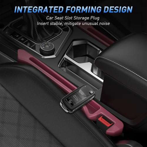 Car Seat Gap Filler 2Pack, Inserts Between Seats Console with Organizer Storage Upgraded Phone Holder Side Seat Gap Fillers Cars Front Seats Fill Plug Car Essentials for Vehicle SUV Truck (Wine Red) - color: Wine Red
