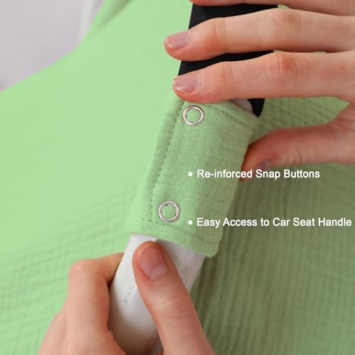 100% Muslin Cotton Car Seat Cover Baby, Carseat Canopy Cover, Universal Fit Stroller Covers for Boys and Girls (City Green) - color: city green