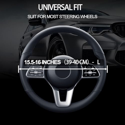 Leather Car Steering Wheel Cover, Non-Slip Car Wheel Cover Protector Breathable Microfiber Leather 15.5"-16" Large Size for Most Cars,Beige-2 - color: Beige Large Size [15.5"-16"]