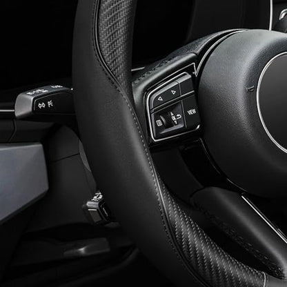 Soft Microfiber Leather Anti-Slip Car Steering Wheel Cover, Universal Fit 15 Inch for Women Girls, Fit Vehicles, Sedans, SUVS, Vans, Trucks - Black - color: E-Black