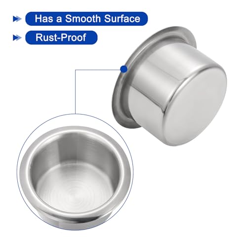 uxcell 2 Pcs 201 Stainless Steel Drop-in Cup, 2.17" x 4.2" Drink Can Holder Bright Poker Table Cup Holder Insert for Sofa Boat Car Marine, Silver - size: 2.17" x 4.2"