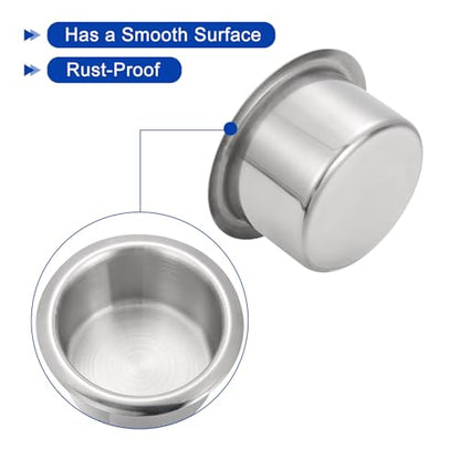 uxcell 2 Pcs 201 Stainless Steel Drop-in Cup, 2.17" x 4.2" Drink Can Holder Bright Poker Table Cup Holder Insert for Sofa Boat Car Marine, Silver - size: 2.17" x 4.2"