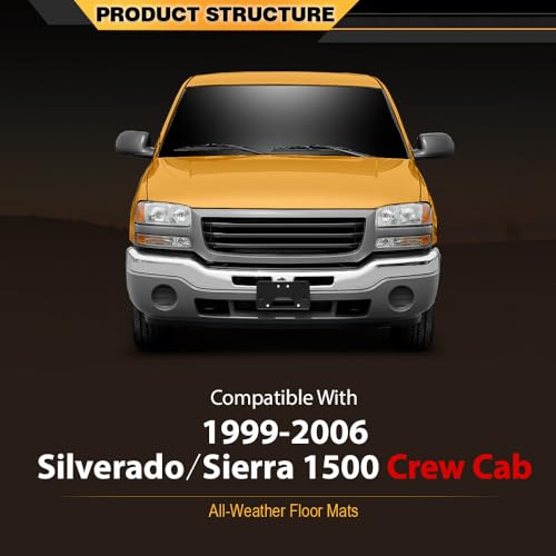 G-PLUS Cargo Liners, Compatible with Chevy Silverado/GMC Sierra 1500 Crew Cab 1999-2006 Floor Liners, 1st & 2nd Row Black, 3PCS Interior Accessories - size: Fit Silverado/Sierra 1999-2006 | Crew Cab | 3PCS