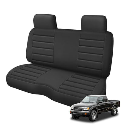 Truck Seat Cover Compatible with 1995-2004 Toyota Tacoma, Front Bench Seat with Molded Headrest and Small Notched Cushion, Knitted Fabric - color: black
