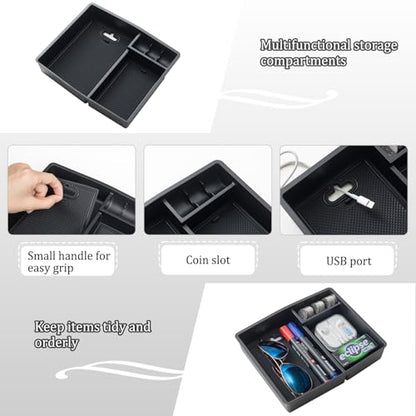JDMCAR Center Console Organizer Compatible with 2024 2025 2026 Toyota Tacoma Accessories, Armrest Insert ABS Plastic Coin Holder Secondary Storage Box (Black Trim) - color: Black-fits 2024+ tacoma
