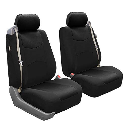 FH Group Car Seat Covers All-Purpose Built-in Seatbelt Front Set - Universal Fit for Cars, Trucks & SUVs (Black) FB351102 - color: Black - Low Back (Flat Cloth), size: Front Set