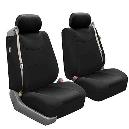 FH Group Car Seat Covers All-Purpose Built-in Seatbelt Front Set - Universal Fit for Cars, Trucks & SUVs (Black) FB351102 - color: Black - Low Back (Flat Cloth), size: Front Set