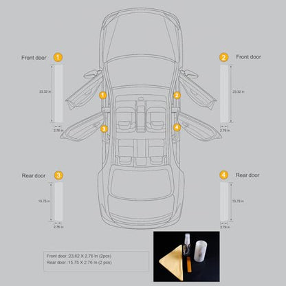 Car Door Sill Protector, 4 Pcs Clear PPF Paint Protection Film Kit, Universal Door Entry Edge Guard & Scuff Plate Protector, Invisible Anti-Scratch Door Step Wrap for Cars, SUV, Trucks - size: Front:23.62"L×2.76"W×2PCS+Rear:15.75"L×2.76"W×2PCS