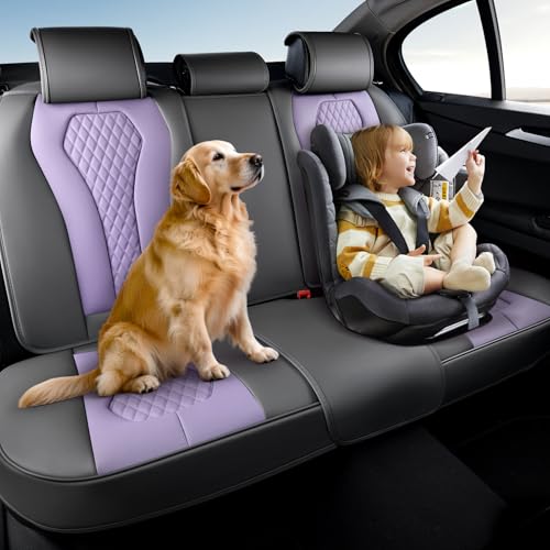 Coverado Car Seat Covers, Back Car Seat Cover, 3-Pieces Leather Seat Cover, Luxury Car Seat Cushion, Luxury Seat Cover Seat Protector Universal Most Cars Trucks SUV - color: Gray/Purple