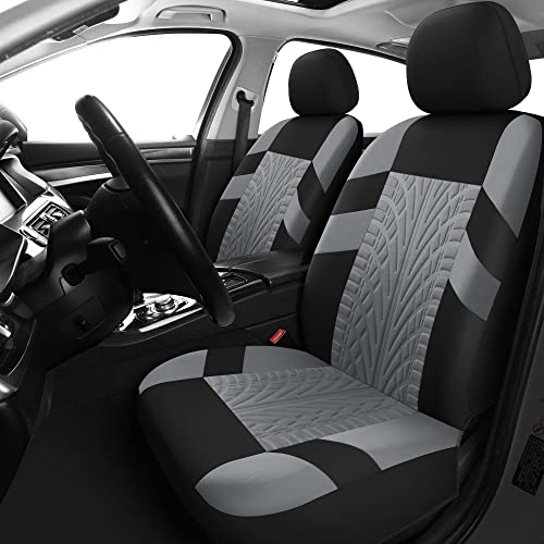 VarCozy Car Seat Covers Front Pair,Universal Cloth for Car,Breathable & Washable SUV, Sedan, Van, Automotive Interior Covers, Airbag Compatible - color: Black&Grey, size: Front Pair