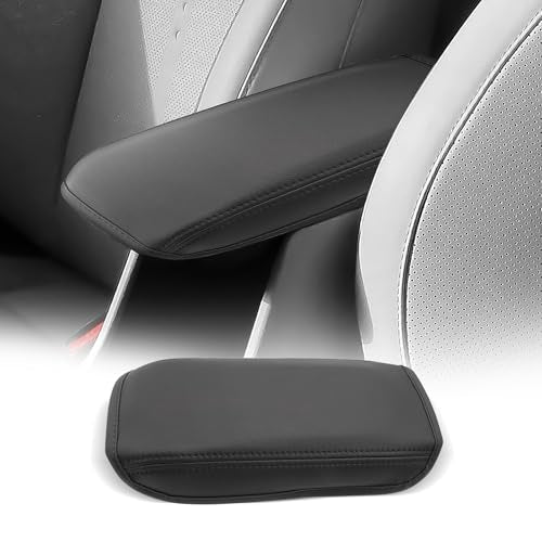 CDEFG for 2024-2025 2026 Hyundai Kona Center Console Cover Armrest Cover for Kona (SE, SEL, SEL Convenience, N Line S, N Line, Limited) Accessories Console Arm Rest Protector - color: Kona-Thin Black Leather 2024-2026