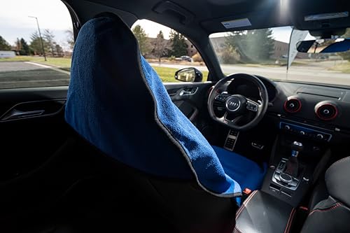 Waterproof Car Seat Towel Cover, Towel that Goes Over Car Seat for Sweat Protection, Quick-Dry Microfiber, Non-Slip Backing, Machine Washable, Fits Cars SUVs Trucks - color: Blue