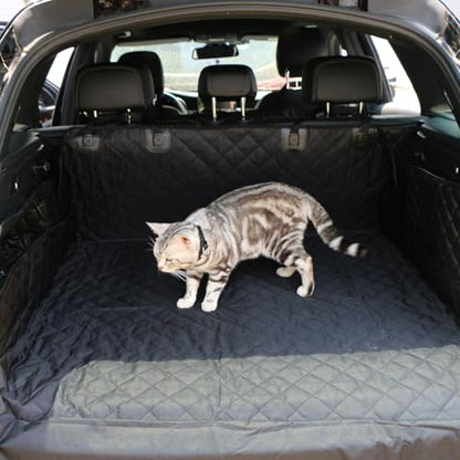 O SHI CAR Car Seat Cover for Dogs SUV Cargo Liner, Waterproof Pet Cargo Cover Dog Seat Mat for Sedans Vans with Bumper Flap Protector, Non-Slip, Large Size Universal Fit, Black