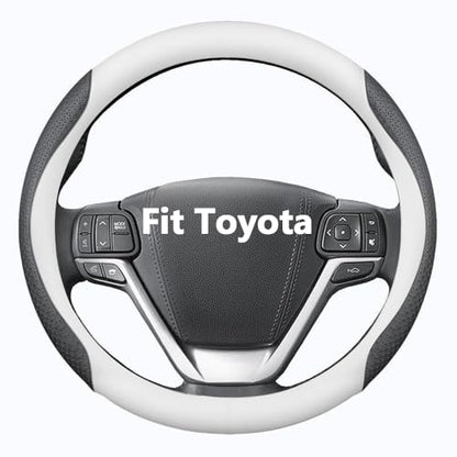 HAOTULE Nappa Leather Slim Stylish Steering Wheel Cover,for Toyota Steering Wheel Cover Interior Conversion (White) - color: White