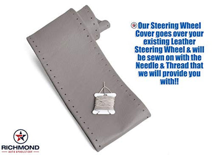 Richmond Auto Upholstery - Leather Steering Wheel Cover Compatible with 2008 Dodge Ram ST Work Truck 1500 2500 3500, Dark Khaki