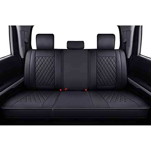 LUCKYMAN CLUB 2007-2021 Tundra Pickup Trucks Car Seat Covers X05-T3 Rear-only, Fit SR5 SR Platinum TRD PRO Trims Crew/Crewmax/Extended/Double Cab with Water Proof Faux Leather (Black Rear) - color: Black, size: 2007-2021 Rear-Only