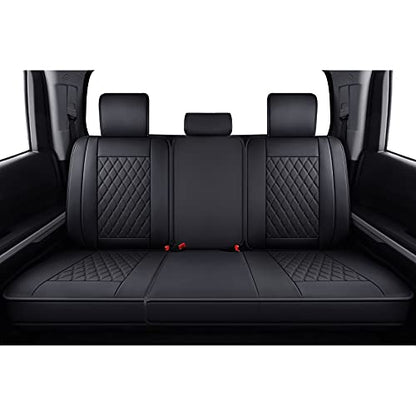 LUCKYMAN CLUB 2007-2021 Tundra Pickup Trucks Car Seat Covers X05-T3 Rear-only, Fit SR5 SR Platinum TRD PRO Trims Crew/Crewmax/Extended/Double Cab with Water Proof Faux Leather (Black Rear) - color: Black, size: 2007-2021 Rear-Only