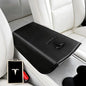 Center Console Armrest Cover for Tesla Model 3 2017-2023 & Model Y 2020-2025 - Black Genuine Leather Armrest Protector, Scratch Resistant Interior | Easy Install Skin with Bonus Key Card Holder - color: Black