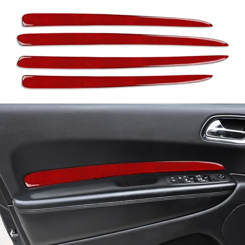 Car 4 Doors Strips Panel Decals for 2011-2026 Dodge Durango Accessories Carbon Fiber Stickers, Red - color: 4 Doors Strips Trim