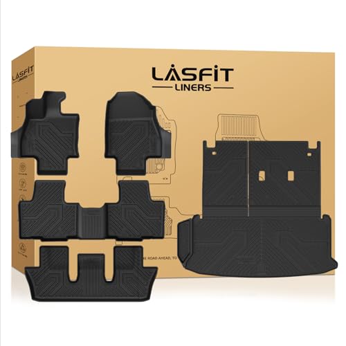 LASFIT Floor Mats for Toyota Grand Highlander 2026 2025 2024 Fits Without or with subwoofer (Include Hybrid), All Weather TPE Custom Fit Rear Trunk Mat for Grand Highlander Accessories - size: 2024-2026|For Toyota Grand Higlander|Full Sets