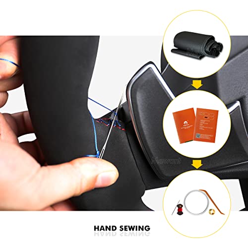 MEWANT Matte Carbon Fiber&Genuine Leather Steering Wheel Cover for Subaru WRX 2015-2021 / WRX STI 2015-2021 Steering Wheel Cover Accessories - color: 33：Matte Carbon Fiber&Real Leather