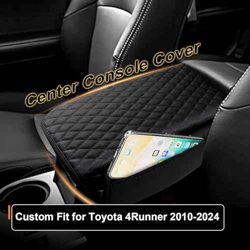 Center Console Cover for Toyota 4Runner 2010-2022 2023 2024 Accessories with Side Pockets, Armrest Cover Thickened PU Leather Car Armrest Box Cushion Pad Protector - size: Toyota 4Runner 2010-2024