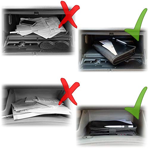 Glove Box Compartment Organizer - Car Document Holder - Owner Manual Case Pouch - Vehicle Storage Wallet for Registration & Insurance Card - Premium Auto Paperwork Holder - Log Book included - Green