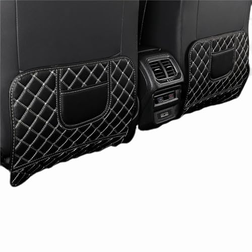 2pcs Car Seat Back Anti Kick Mat Half-Size Pad Leather Cover Seat Protector Auto Accessories (Black) - color: Black