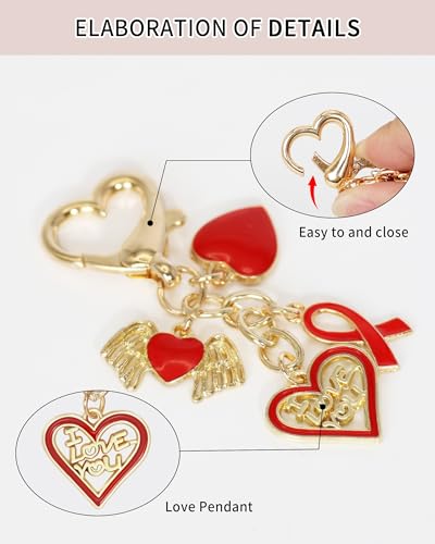 Key Chain Purse Charms - Bag Charms Keychain for Handbag, Car Keychain Wallet Accessories for Women - color: Angle Heart