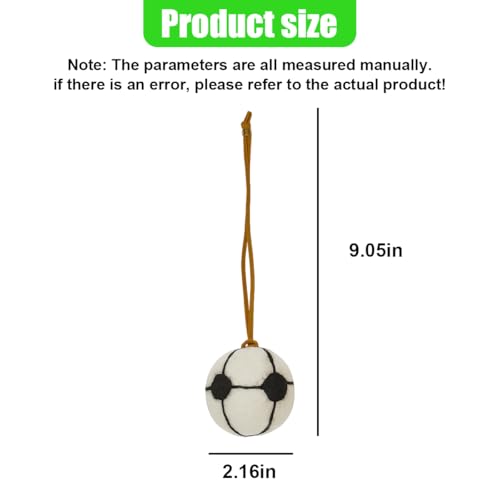 Football Car Rear View Mirror Charm, Felt Handmade Auto Interior Hanging Ornament Accessories, Cute Ball Vehicle Mirror Decorative Pendant Present for Women Man (Soccer) - size: Soccer