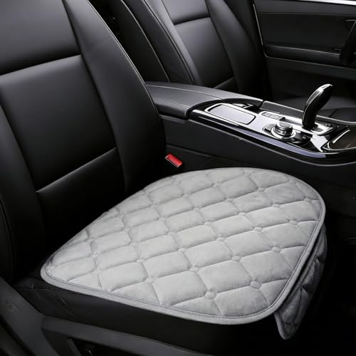 YoRise Car Seat Cushion, Soft Plush Auto Seat Pad with Storage Pocket, Car Driver Seats Protector Cover with Non-Slip Rubber Bottom, Winter Vehicle Accessory for SUV, Truck, Home, Office (Gray) - color: Gray