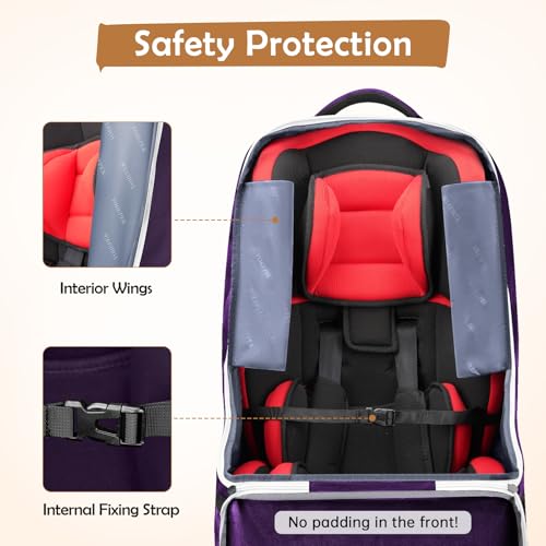 YOREPEK Padded Carseat Travel Bag for Airplane, Car Seat Travel Backpack with Shoulder Straps, Gate Check Car Seat Bags for Air Travel, Toddler Airplane Travel Essentials - color: Dark Purple