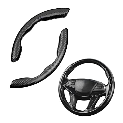 Steering Wheel Cover, 2PCS Segmented Steering Wheel Protector, Carbon Fiber Anti-Slip and Durable Car Accessory, Universal Fit for Most Cars，SUVs (Carbon Fiber Black) - color: Carbon Fiber Black