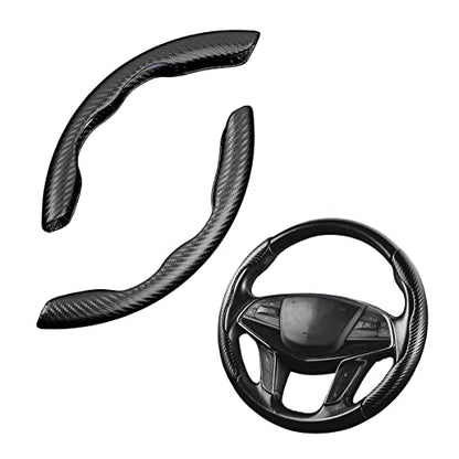 Steering Wheel Cover, 2PCS Segmented Steering Wheel Protector, Carbon Fiber Anti-Slip and Durable Car Accessory, Universal Fit for Most Cars，SUVs (Carbon Fiber Black) - color: Carbon Fiber Black