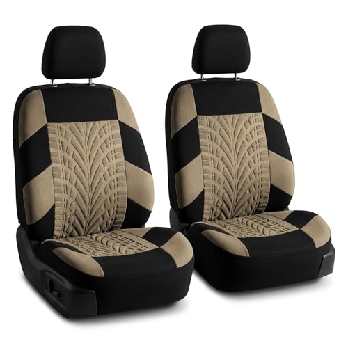 FH Group Front Set Travel Master Car Seat Covers - Covers for Low Back Car Seats with Removable Headrest, Universal Fit, Automotive Seat Cover, Airbag Compatible Car Seat Cover for SUV, Sedan Beige - color: Beige, style: Front Set