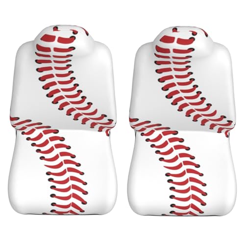 Baseball Print Front Seat Covers 2 Pack, Vehicle Seat Protector Car Mat Covers, Fit Most Bucket Seats - color: Baseball Print