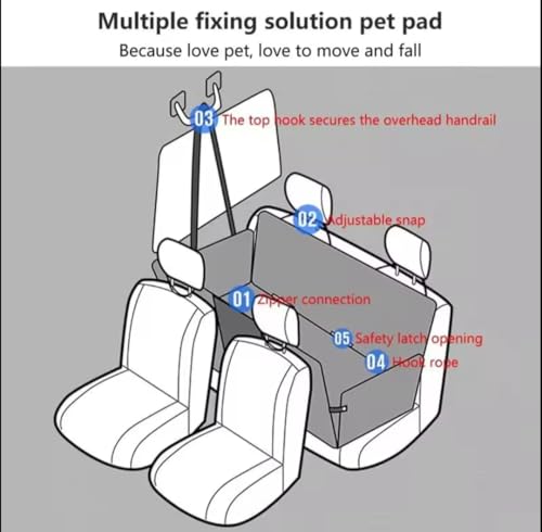 Dog Car Seat Cover for Back Seat, Waterproof 600D Heavy Duty Hammock, Nonslip Pet Seat Protector for Cars, SUVs & Trucks, Scratchproof, Washable