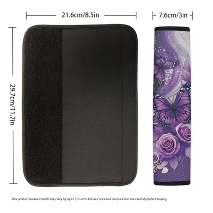 Dreaweet Car Seat Belt Cover Pad Purple Rose Butterfly Seatbelt Covers for Women Universal Auto Accessories 2 Pcs Seatbelt Cushions Comfy Soft Car Seat Strap Covers - color: Rose Butterfly