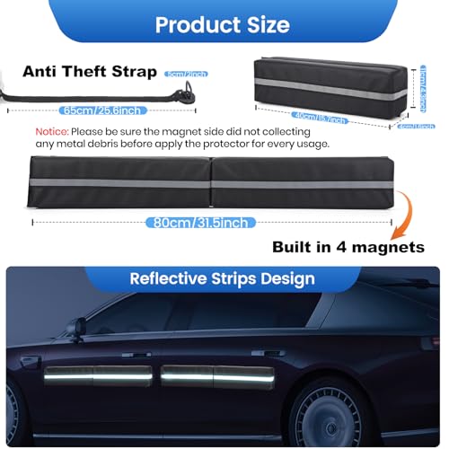 Magnetic Car Door Protector Removable Car Door Guard - Prevents Dents and Scratches for Vehicles (Black) 2 Pack