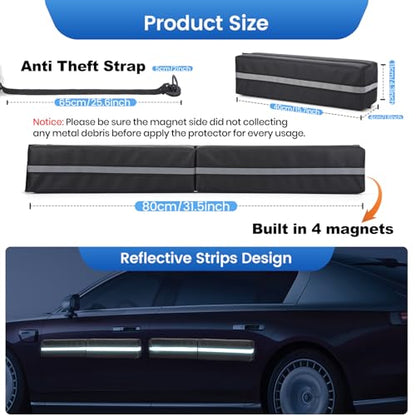 Magnetic Car Door Protector Removable Car Door Guard - Prevents Dents and Scratches for Vehicles (Black) 2 Pack