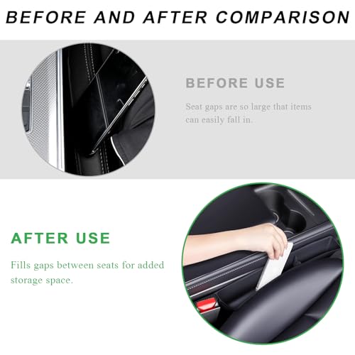 2PCS Car Seat Gap Filler Organizer, Multifunctional Seat Side Gap Filler with Phone Holder, Auto Crevice Blocker Between Seats for Prevent Essential Items from Falling (Beige) - color: Beige