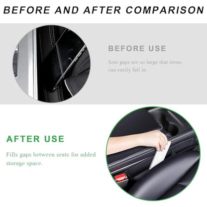 2PCS Car Seat Gap Filler Organizer, Multifunctional Seat Side Gap Filler with Phone Holder, Auto Crevice Blocker Between Seats for Prevent Essential Items from Falling (Beige) - color: Beige