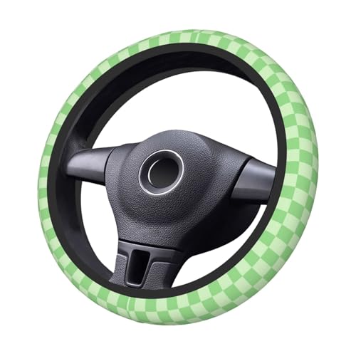 Light Green Steering Wheel Cover for Women,Universal Auto Steering Wheel 14-15 Inch Car Interior Accessories with 2PCS Car Coasters,Suitable for Men and Women - color: Light green