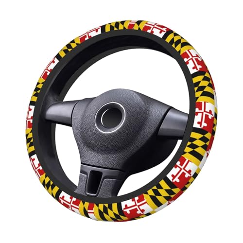 Maryland Flag Car Steering Wheel Cover,Non-Slip Elastic Neoprene-Sweat Car Accessories,Universal 15 Inch Fit Auto, Vans Trucks,Suvs, Truck - color: Maryland Flag